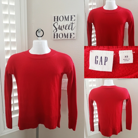 GAP Sweaters Gap Red Sweater Crewneck Soft Wool Blend Pullover Poshmark